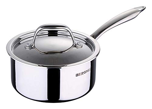 BERGNER Argent Stainless Steel Saucepan With Lid, 1.6 L, 1 Saucepan &amp; 1 Stainless Steel Lid (Silver)