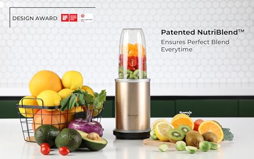 Kuvings Nutri Blender Pro Champagne Gold,Powerful 1000 Watts Motor,Longest Warranty 7 Years,Mixer/Grinder/Smoothie Maker,Blender For Smoothies&Juices,Stainless Steel Body,2 Blade Set: Wet&Dry