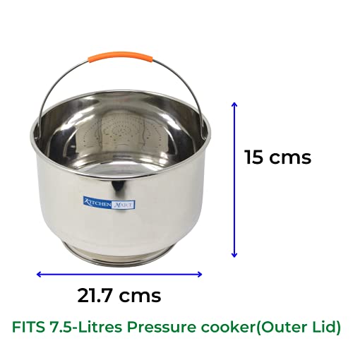 Kitchen Mart Premium Stainless Steel Starch Remover Container for Pressure Cooker (for 7.5 litres Cooker)