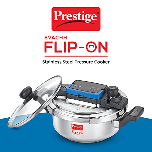 Prestige Svachh FLIP-ON SS Pressure Cooker 22 cm-3 L with Glass Lid