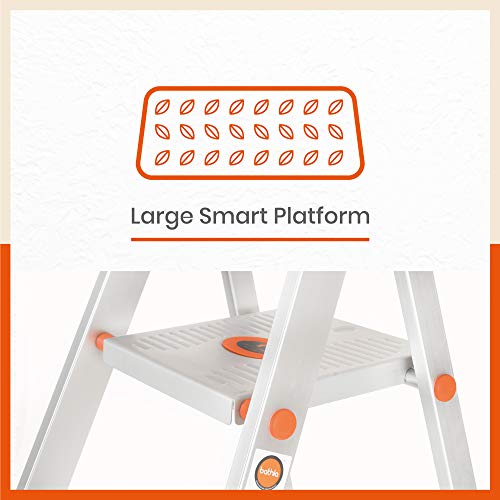 Bathla Advance 7-Step Foldable Aluminium Ladder with Sure-Hinge Technology (Orange)