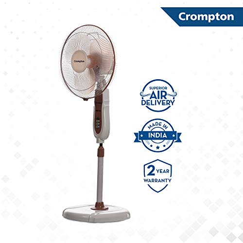 Crompton High Flo Neo 16-inch Pedestal Fan (Coffee Brown)