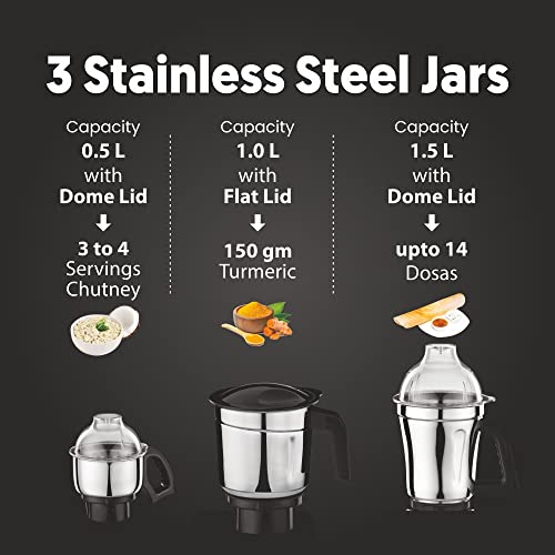 Preethi Taurus Plus MG-257 Mixer Grinder, 1000 Watt, Blue/Black 4 Jars