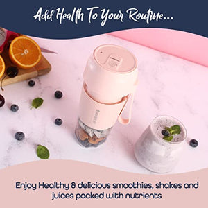 Wonderchef Nutri-Cup Portable Blender | USB Charging | Battery Operated Rechargeable Blender | 300ml | Pink