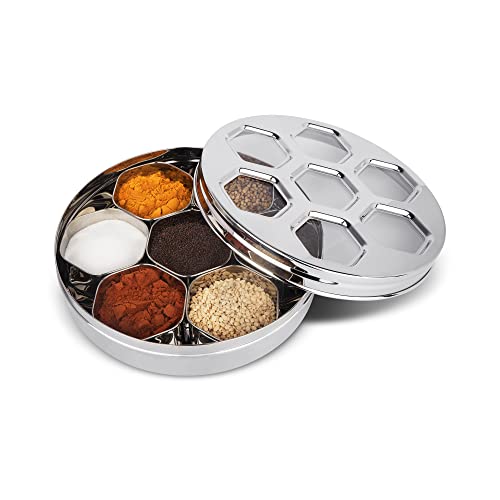 GAZELLE Masala Box for Kitchen With See Through Lid In Stainless