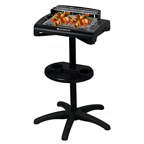 Wonderchef Smoky 1650 Watt Grill Electric Barbeque with Stand | Mini - Travel BBQ | Camping Grill | Saves Space | Easy Clean | (Black)