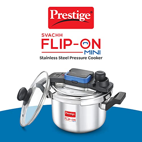 Prestige Svachh FLIP-ON Mini SS Pressure Cooker 18 cm-3 L with Glass Lid