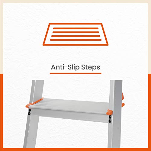 Bathla Advance 7-Step Foldable Aluminium Ladder with Sure-Hinge Technology (Orange)