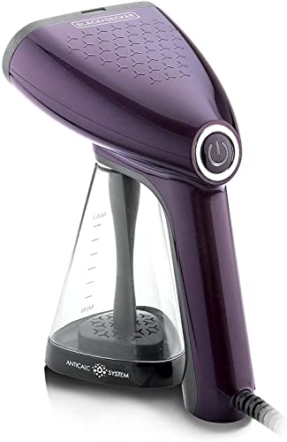 Black + Decker Handheld Portable Garment Steamer 1500 Watts with Anti Calc (Violet)