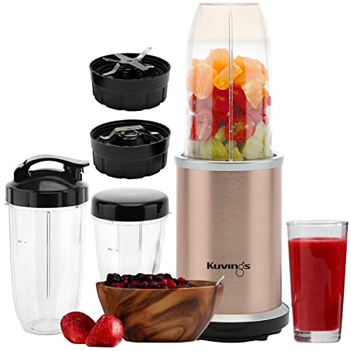 Kuvings Nutri Blender Pro Champagne Gold,Powerful 1000 Watts Motor,Longest Warranty 7 Years,Mixer/Grinder/Smoothie Maker,Blender For Smoothies&amp;Juices,Stainless Steel Body,2 Blade Set: Wet&amp;Dry