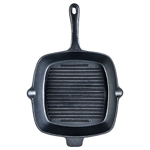 Wonderchef Forza Cast-Iron Grill Pan, Pre-Seasoned Cookware, Induction Friendly, 26cm, 3.8mm