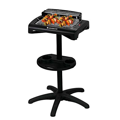 Wonderchef Smoky 1650 Watt Grill Electric Barbeque with Stand | Mini - Travel BBQ | Camping Grill | Saves Space | Easy Clean | (Black)