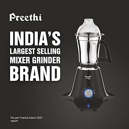 Preethi Taurus Plus MG-257 Mixer Grinder, 1000 Watt, Blue/Black 4 Jars