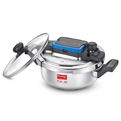 Prestige Svachh FLIP-ON Mini SS Pressure Cooker 18 cm-2 L with Glass Lid