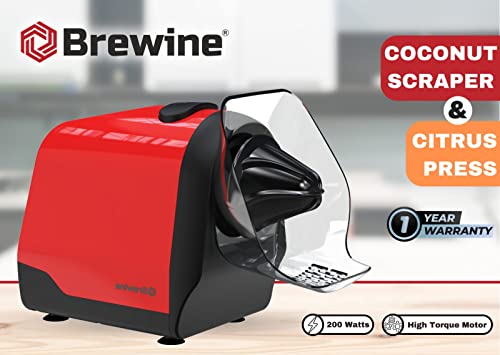 Brewine Coconut Scraper & Citrus Press, 200 watts, Red