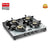 Prestige Svachh Duo GTSD 04 SQ Toughened Glass with Liftable 4 Burners Gas Stove, Black, Manual Ignition