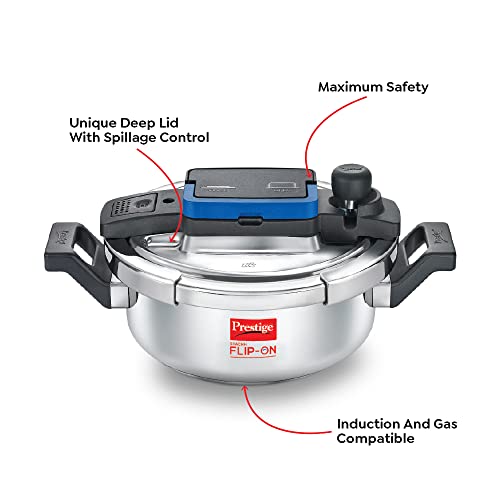 Prestige Svachh FLIP-ON SS Pressure Cooker 22 cm-3 L with Glass Lid