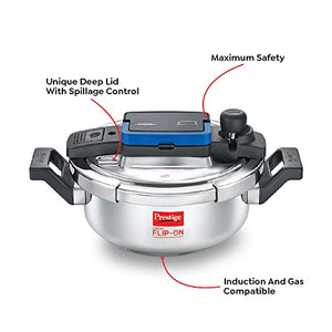 Prestige Svachh FLIP-ON Mini SS Pressure Cooker 18 cm-2 L with Glass Lid