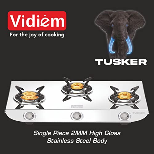 Vidiem GS S3 225 A Tusker 3 Burner SS Gas Stove FG-GS0231-AA (Rear Gas Connection)