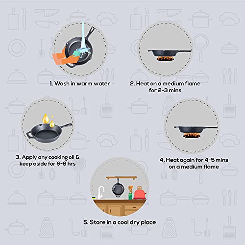 Wonderchef Forza Cast-Iron Fry Pan, Pre-Seasoned Cookware, Induction Friendly, 20cm, 3.8mm