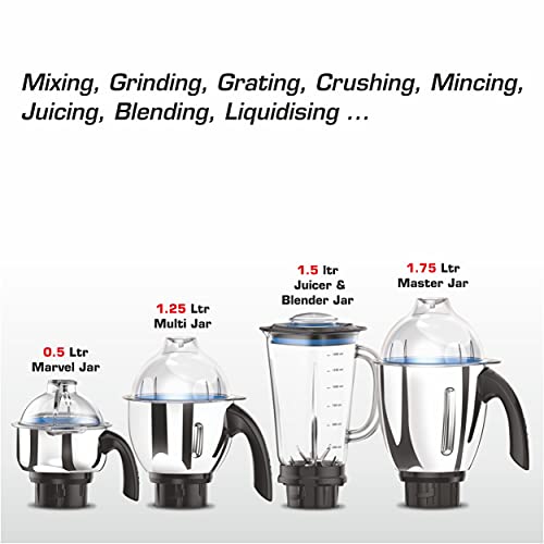 Vidiem MG 608 A Tusker 750 Watts Mixer Grinder with 4 Jars Kitchen Appliances