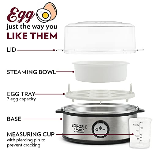 Borosil Electric Egg Boiler, 8 Egg Capacity, For Hard, Soft, Medium Boiled  Eggs, Steamed Vegetables,Transparent Lid, Stainless Steel Exterior, Silver  Online at Best Prices in India