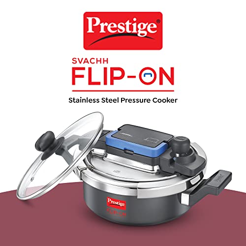 Prestige Svachh Flip-on Hard Anodised Pressure Cooker with Glass Lid, Litre (Black)
