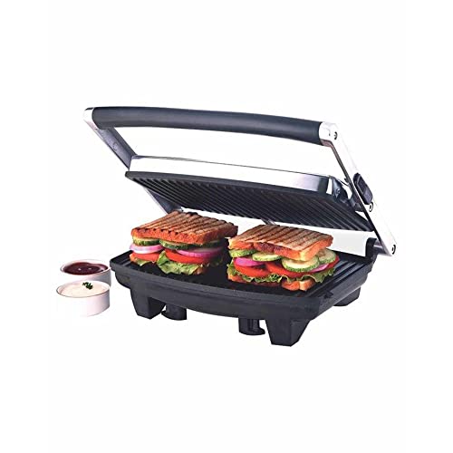 Borosil Jumbo 1000-Watt Grill Sandwich Maker, Black