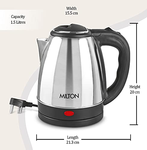 Milton Insta Electric 2000 Stainless Steel Kettle, 2 Litres, Silver