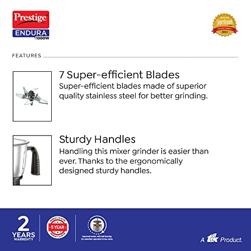 Prestige Endura 1000W Mixer Grinder 4 Jars