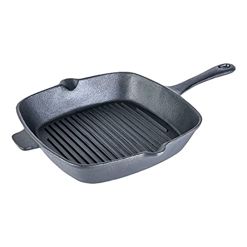 Wonderchef Forza Cast-Iron Grill Pan, Pre-Seasoned Cookware, Induction Friendly, 26cm, 3.8mm