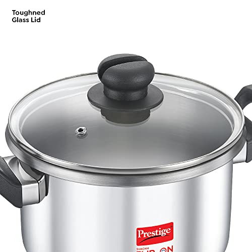 Prestige Svachh FLIP-ON Mini SS Pressure Cooker 18 cm-3 L with Glass Lid