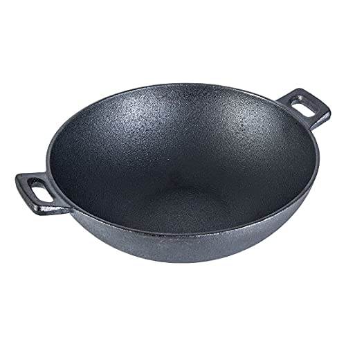 Wonderchef Forza Cast-Iron Kadhai, Pre-Seasoned Cookware, Induction Friendly, 24cm, 1.9L, 3.8mm