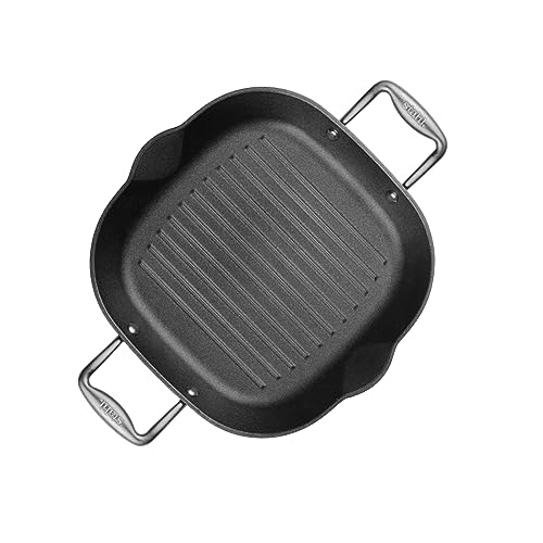 Stahl Cast Iron Grill Pan with Stay Cool SS Handles I Lightweight Stick Resistant | Dia 22cm, 2L