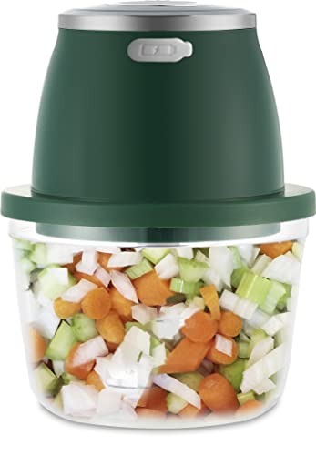 Pigeon Zoom Rechargable Electric Chopper 350 ml, Portable with 3 Stainless Steel Blades for Effortlessly Chopping Vegetables and Fruits - Green