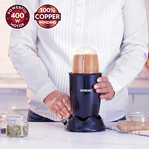 Borosil NutriFresh PB31 Portable Mini-Blender & Grinder, 400 Watts