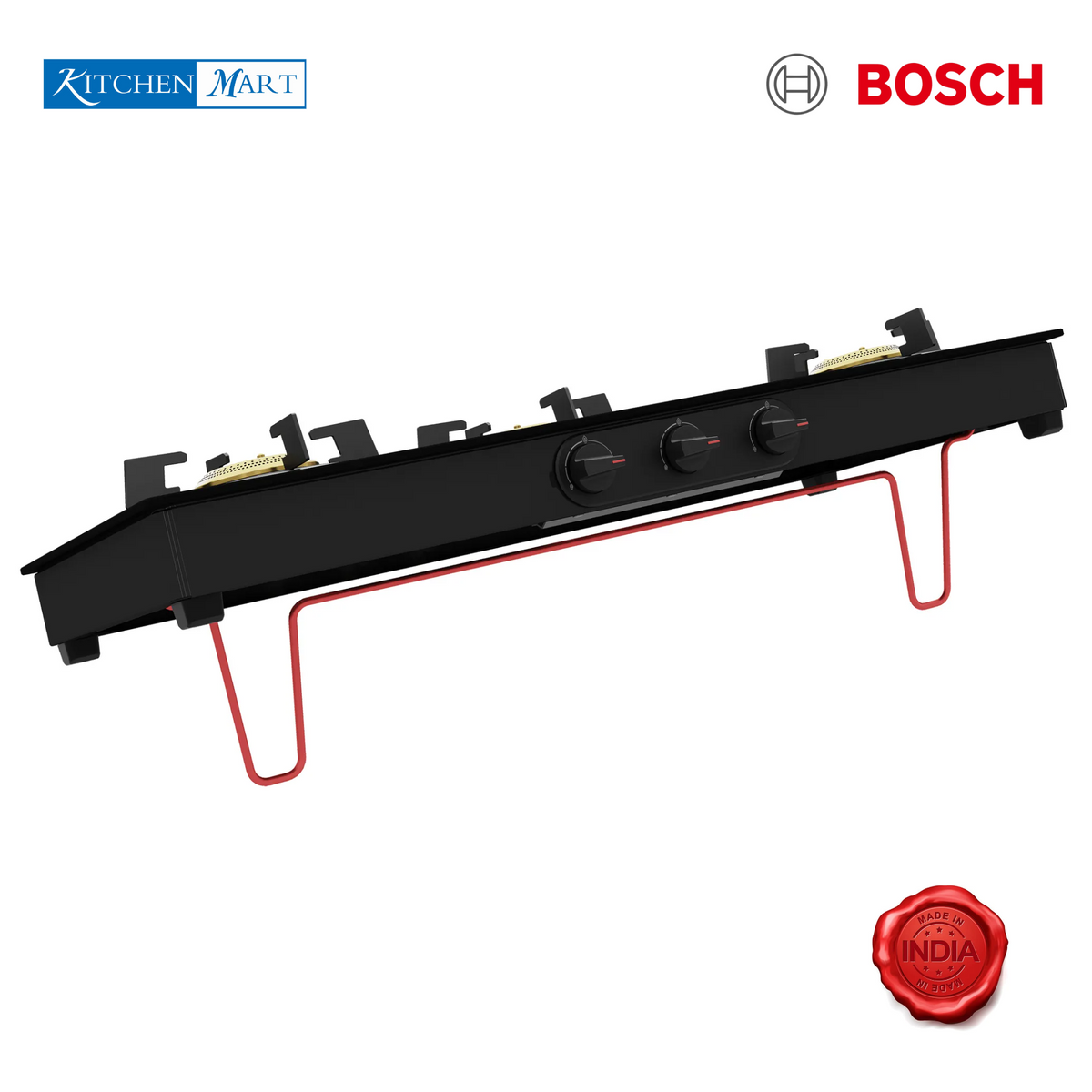 Bosch Glasstop Gas Stove Series 4 Tabletop gas 3 Burner Stove PNW1E6V10I 80cm Black