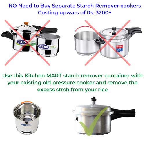 Kitchen Mart Premium Stainless Steel Starch Remover Container for Pressure Cooker for 5 litres Cooker