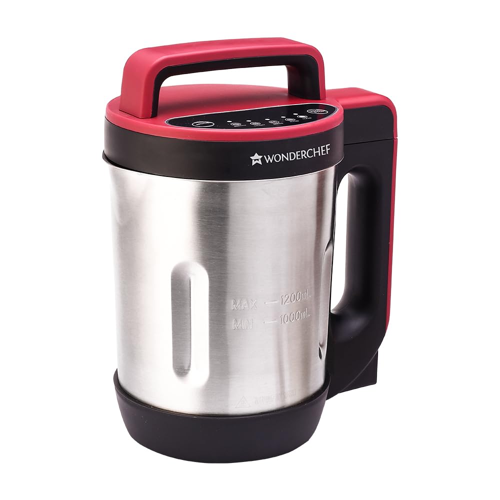 Wonderchef NEO Automatic Soup Maker | 1.0 Litre | 800W Heater | SS Blades &amp; Bowl (Jug) | Soup in just 20 mins | 2 Years Warranty | Red &amp; Black