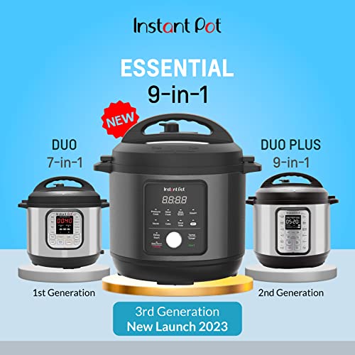 Instant Pot 6QT Essential, New Launch 2023, Stainless Steel 9-in-1 Electric Pressure Cooker, Rice Cooker 6QT Black)