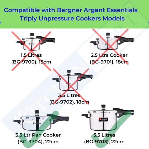 Kitchen Mart Spares Compatible with Bergner Argent Triply Pressure Cookers (Gasket (For 5.5 & 3.5 Ltr Pan Cooker))