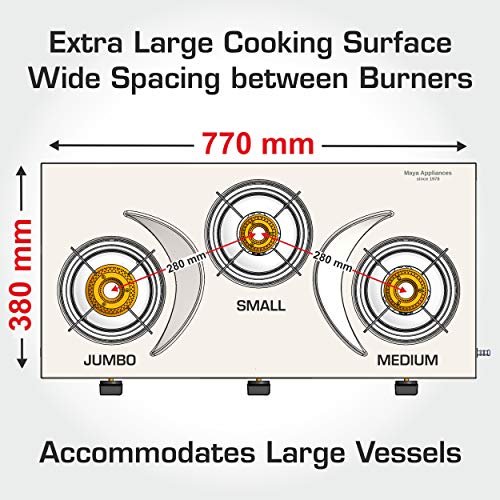 Vidiem GS S3 179 A Viva 3 Burner Stainless Steel Gas Stove, Black, Manual