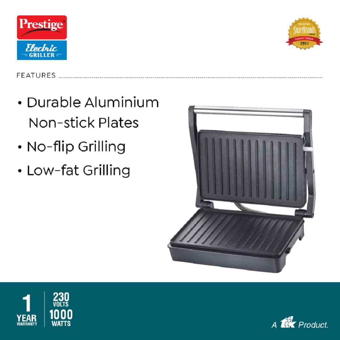 Prestige PEG 6.0 Electric Grill 1000 W, Black