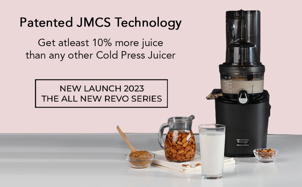 Kuvings REVO Series Professional Cold Press Whole Slow Juicer, World's First Juicer with Patented Automatic-Cutting Auger to reduce juicing time (REVO830 Matt Black + Smoothie & Sorbet)