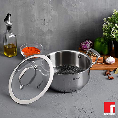 Bergner Hitech Triply Stainless Steel Scratch Resistant Non Stick Tawa/Dosa  Tawa, 28 cm, Induction Base, Food Safe (PFOA Free), 5 Years Warranty,  Silver