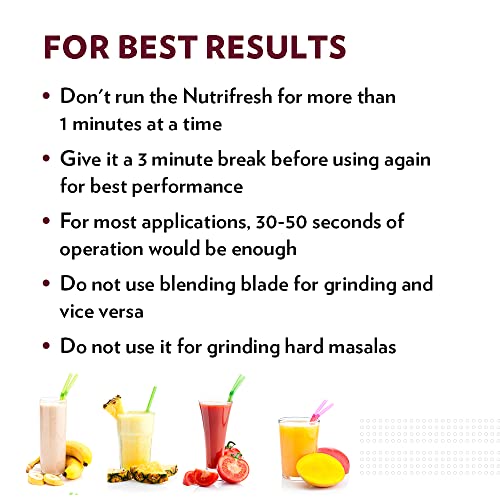 Borosil NutriFresh PB31 Portable Mini-Blender & Grinder, 400 Watts