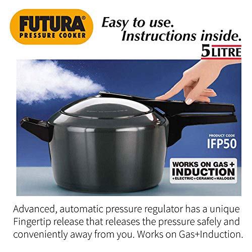 Hawkins Futura 5 Litre Hard Anodised Pressure Cooker, (IFP50)