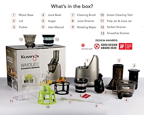 Kuvings B1700 Professional Cold Press Whole Slow Juicer with Smoothie & Sorbet Attachments Included