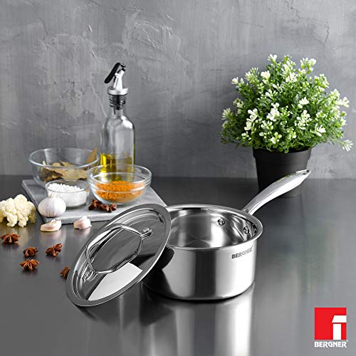 BERGNER Argent Tri-ply 1.6 Litre Sauce Pan 16 cm diameter with Lid 1.6 L  capacity Price in India - Buy BERGNER Argent Tri-ply 1.6 Litre Sauce Pan 16  cm diameter with Lid