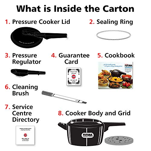 Hawkins Futura 5 Litre Hard Anodised Pressure Cooker, (IFP50)